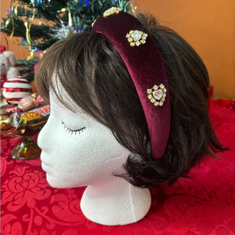 Maroon and Rhinestone Headband